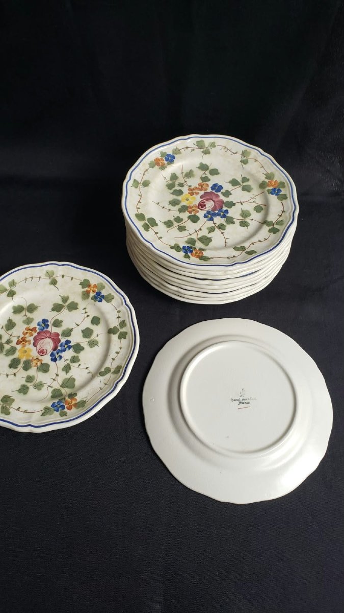 Service de table en faïence de Longchamp, modèle "Nemours"  46 pièces -photo-4