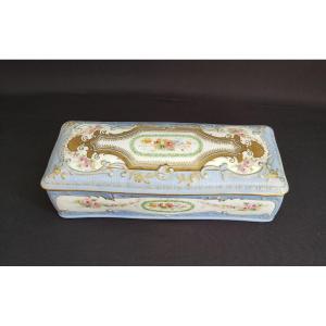 Importante boîte à gants en porcelaine de Limoges. R. Delignières & Cie- Vers 1879-1900