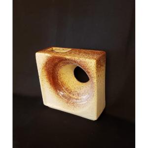 Vase géométrique céramique émaillée Robert Rigon pour Bertoncello Ceramiche d'Arte 1960/70