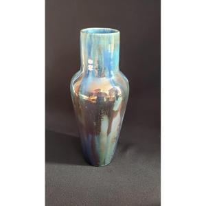 Gilbert Méténier In Gannat – Large Vase Made Of Iridescent Flamed Stoneware
