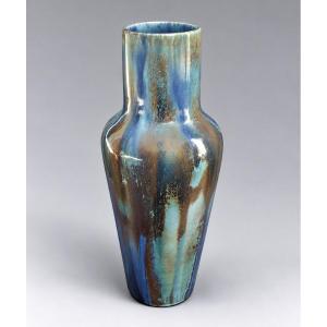 Gilbert Méténier In Gannat – Large Vase Made Of Iridescent Flamed Stoneware