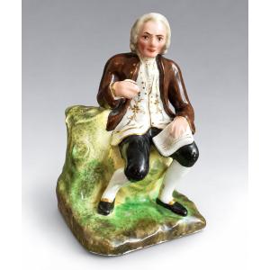 Penholder Figurine Depicting Voltaire—paris Porcelain—19th Century