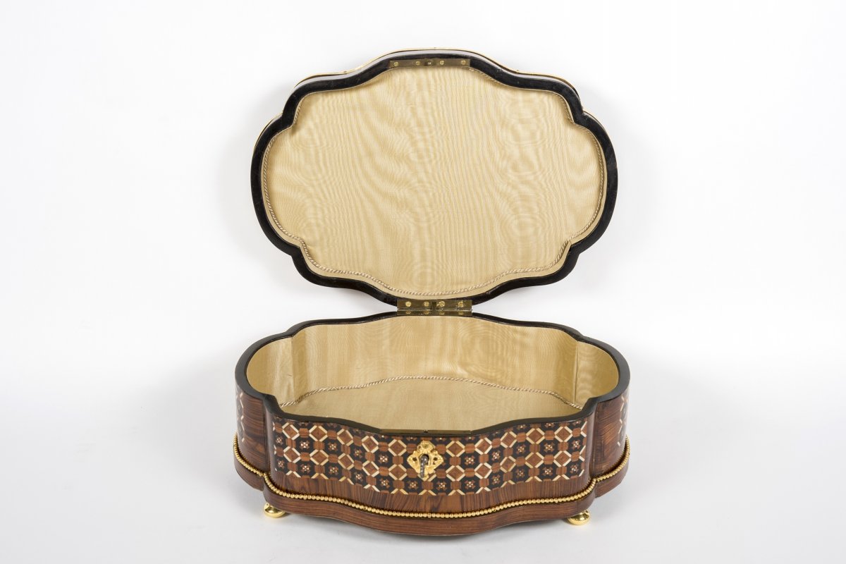 0027/1004 Coffret à Bijoux Avec Marqueterie Géométrique-photo-2