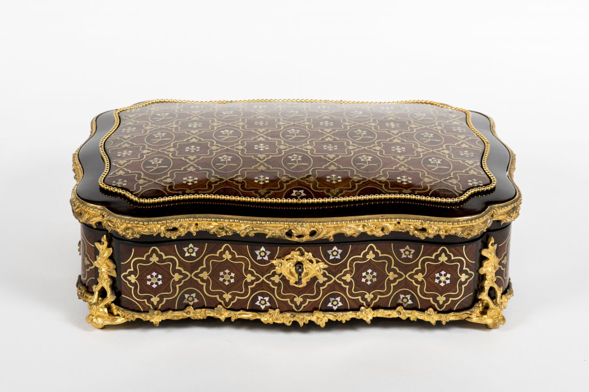 0028 / 1006b Jewelry Box With Marquetry All Faces-photo-3