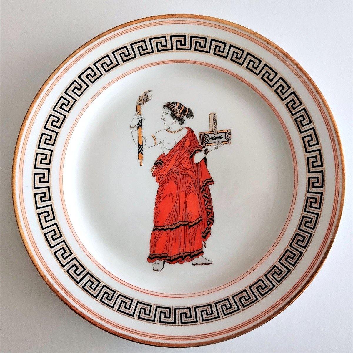 4 Assiettes En Porcelaine De Sèvres  Décor à l'Antique 1852-photo-4