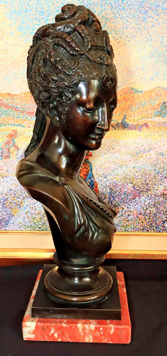 Patinated Bronze Bust Of Diane De Poitiers-photo-3