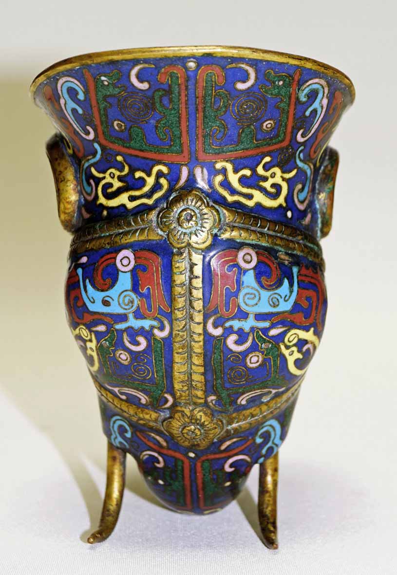 Libatoire Cup Bronze Cloisonné 19th China-photo-2