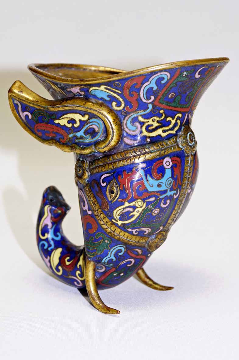 Coupe Libatoire En Bronze cloisonné chine 19 ème-photo-3