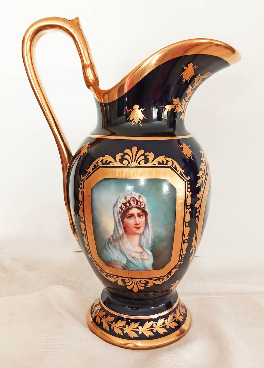 Ewer And Basin In Porcelain, First Empire Style-photo-2
