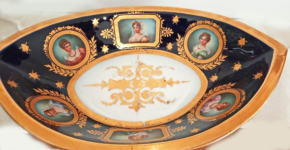 Ewer And Basin In Porcelain, First Empire Style-photo-3