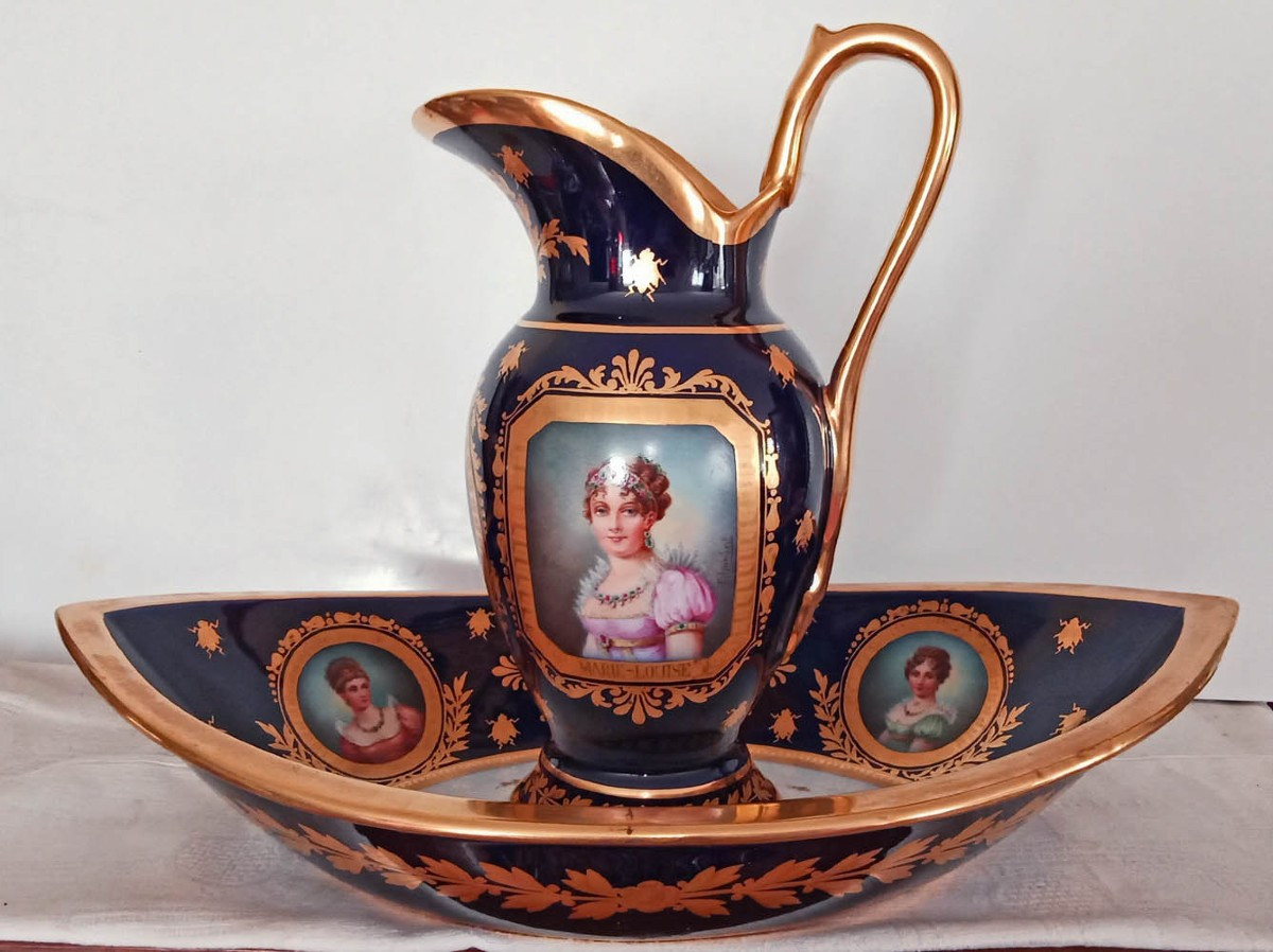 Ewer And Basin In Porcelain, First Empire Style