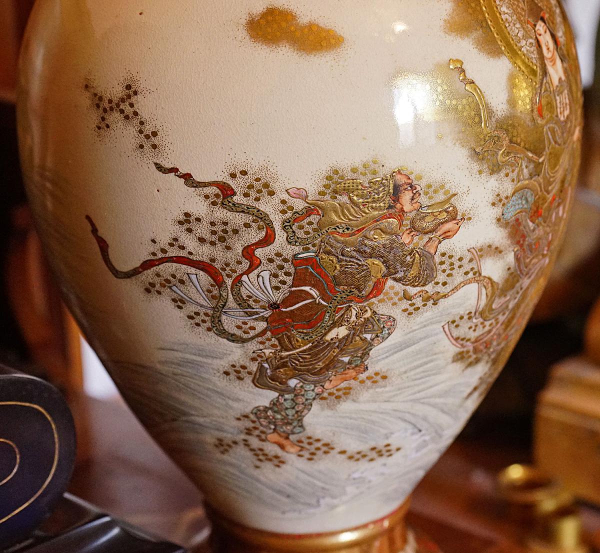 Vase En Porcelaine De Satsuma Signé Kinkozan Japon 19ème-photo-3