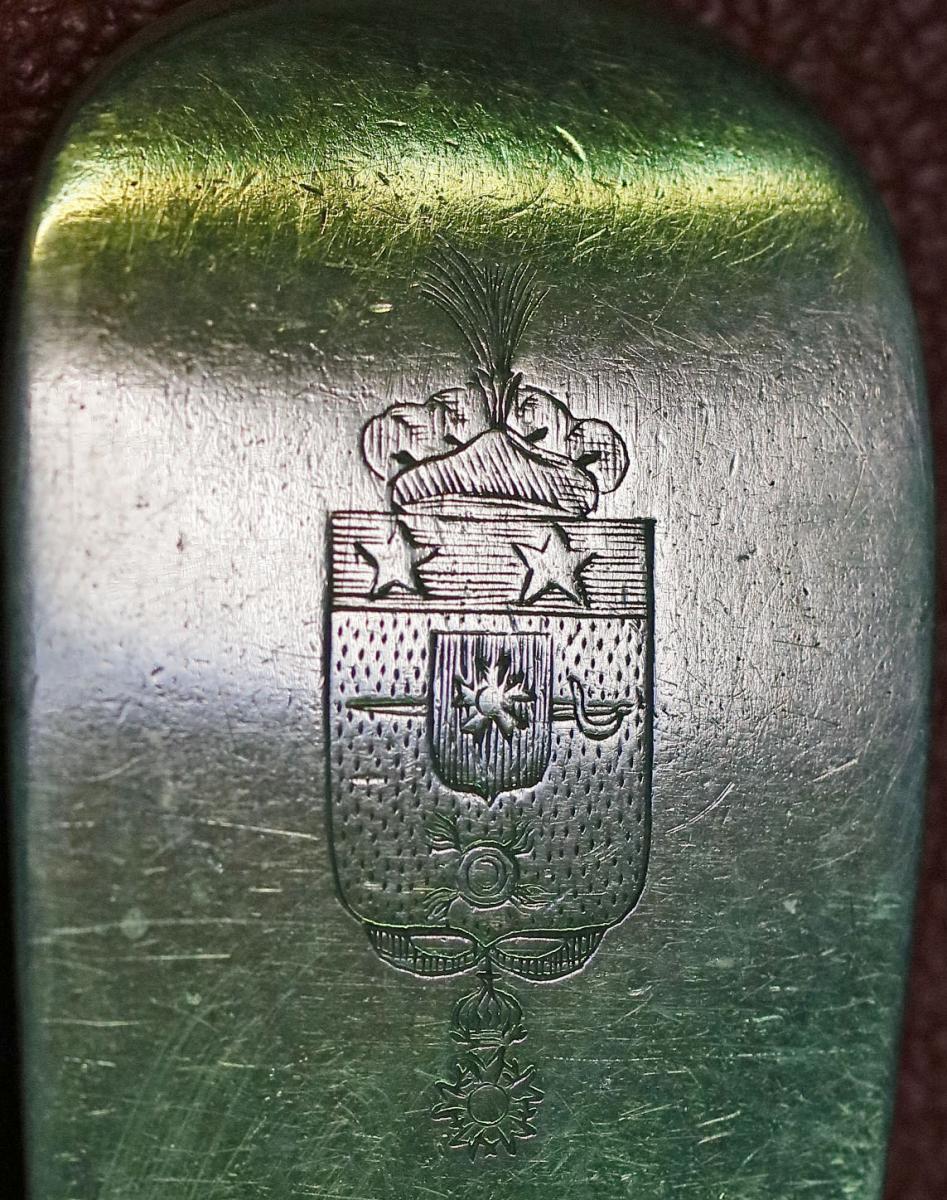 Silver Ragout Spoon Coat Of Arms Knight 1st Empire-photo-2