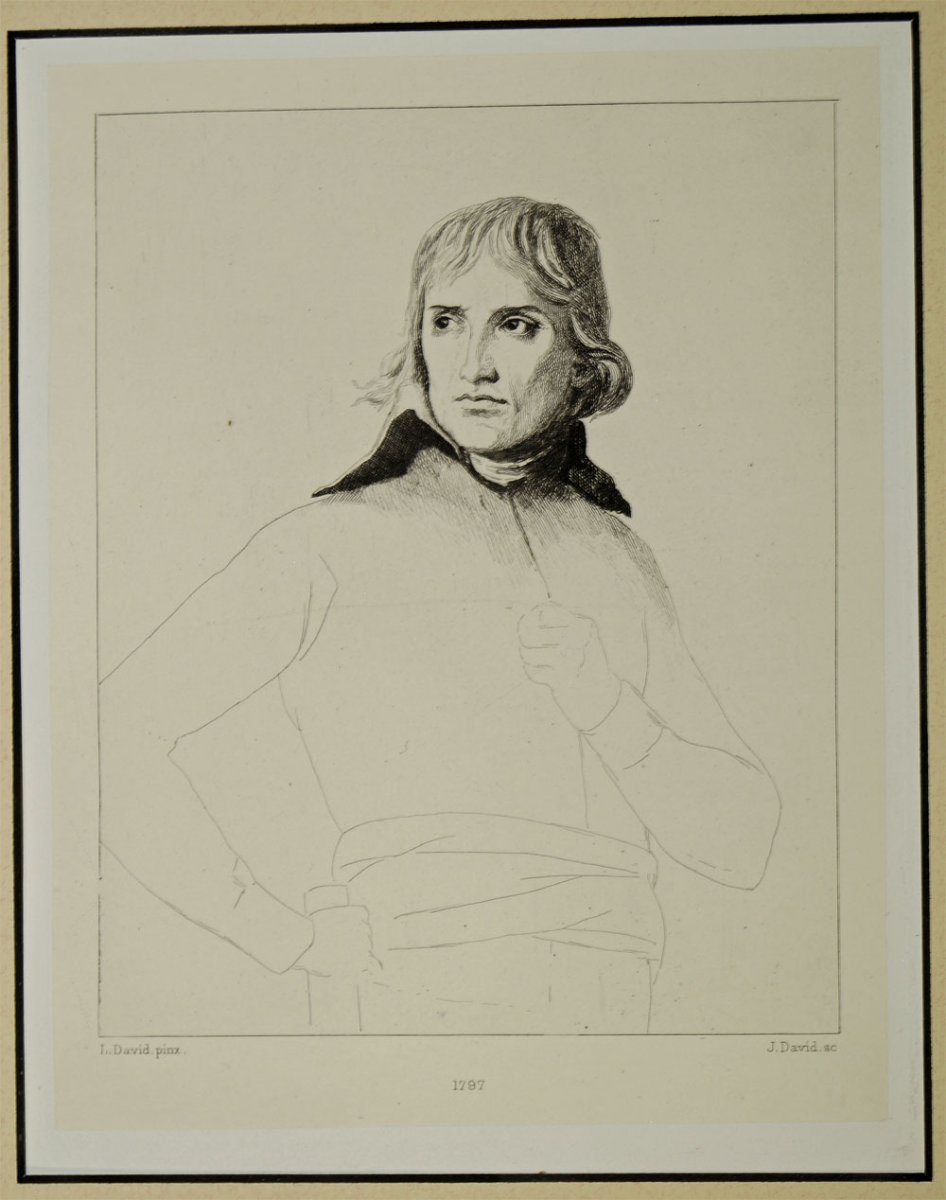 Lithography Portrait Of Napoleon Bonaparte After David 19th-photo-2