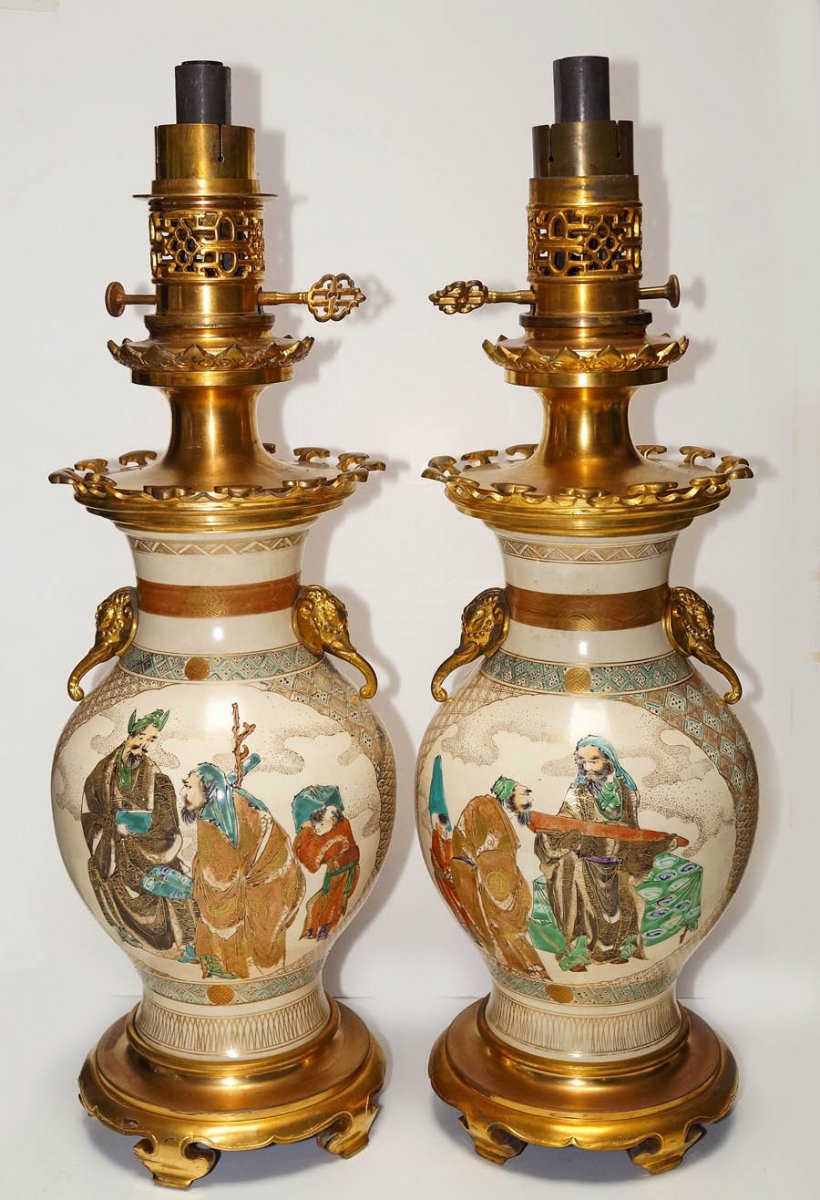 Paire De Lampes à Huile à Modérateur Vers 1860-1880-photo-3