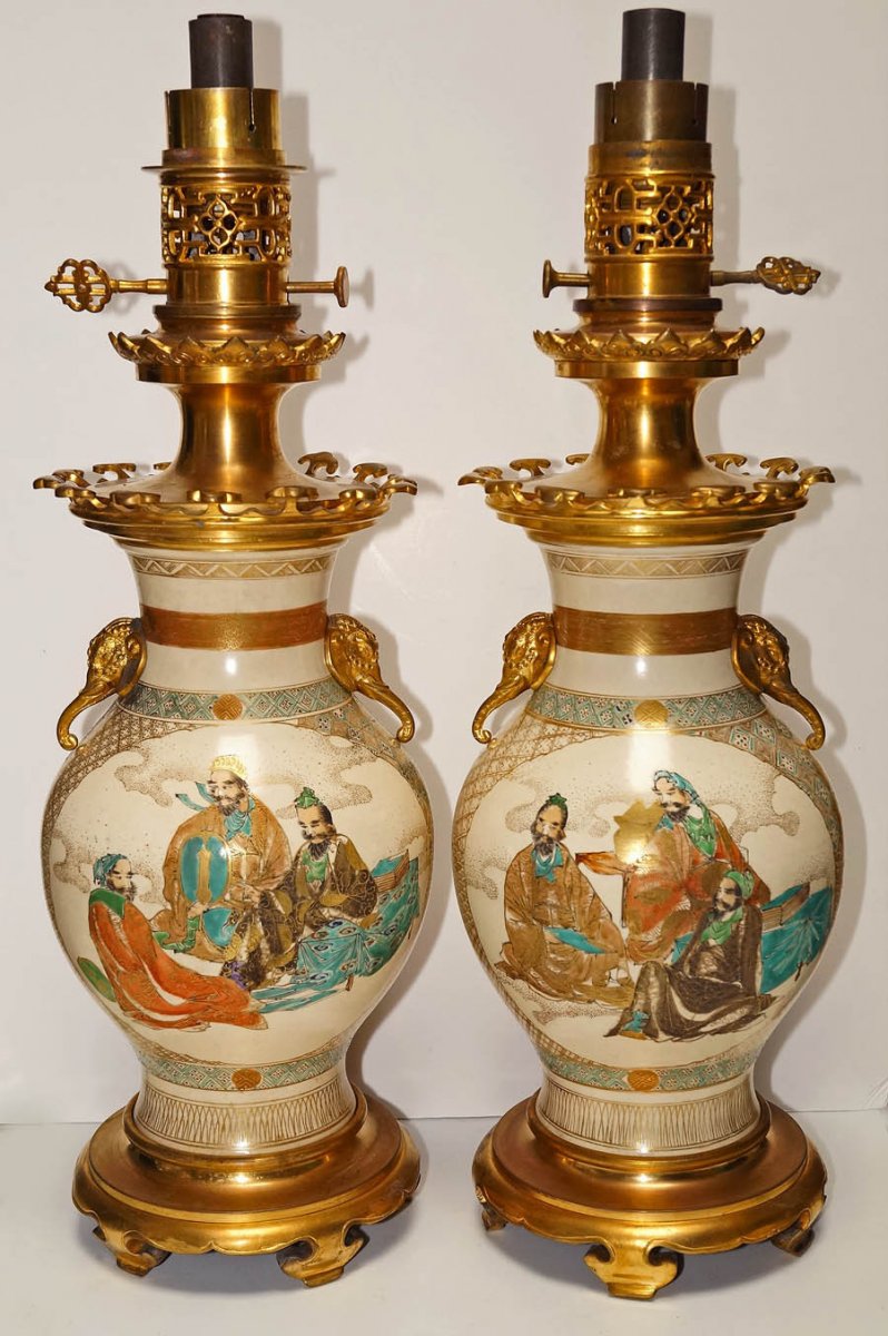 Pair Of Moderator Oil Lamps Circa 1860-1880