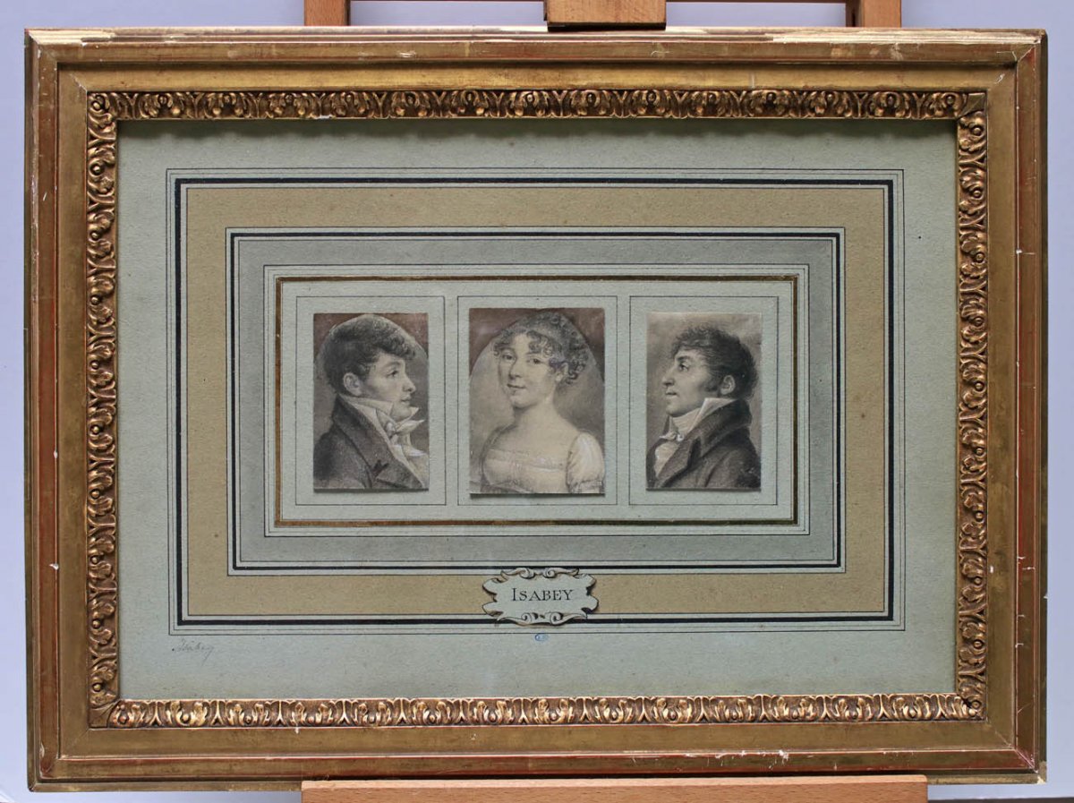 3 Portraits Drawings In Pencil Jb Isabey Early 19th