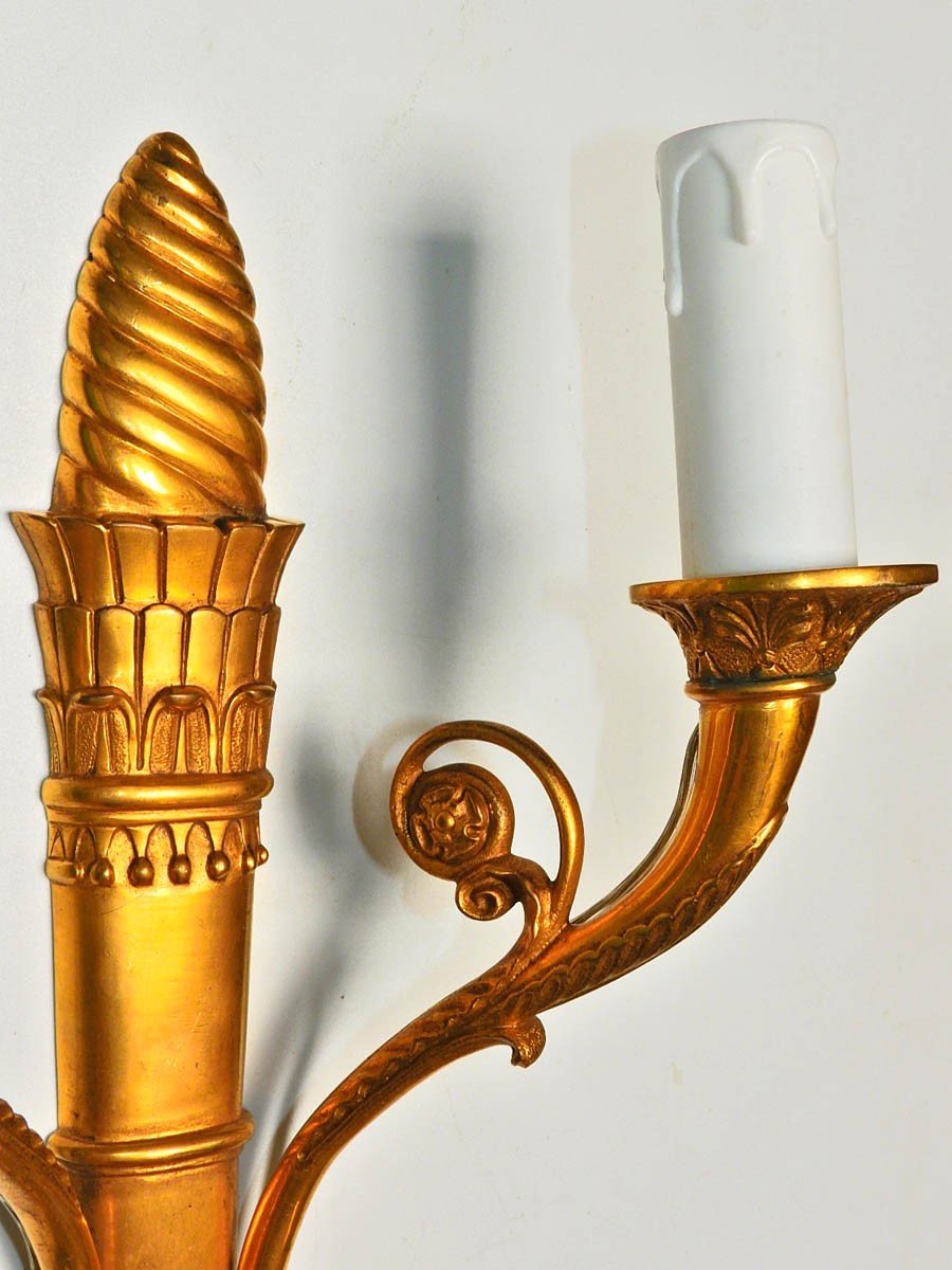 Pair Of Wall Lights In Gilt Bronze 19-20 Th-photo-2