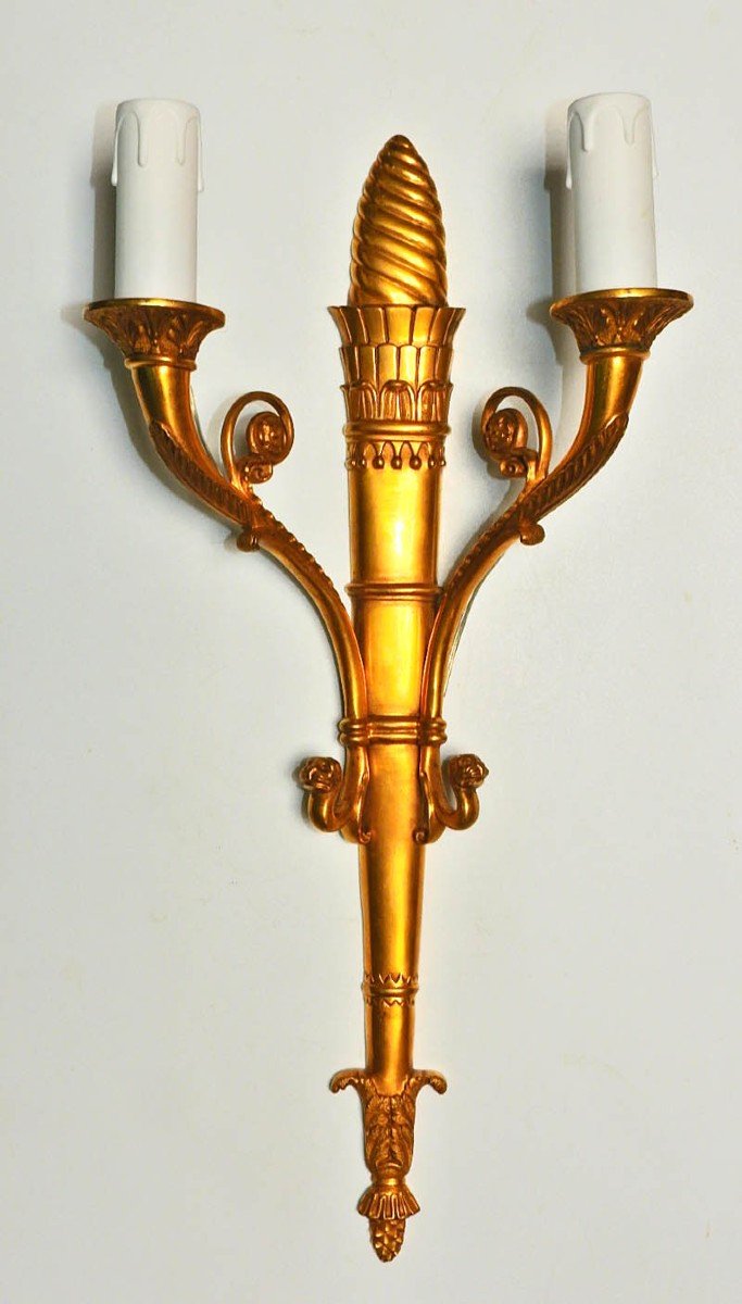 Pair Of Wall Lights In Gilt Bronze 19-20 Th-photo-3