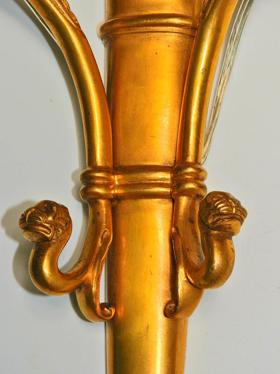 Pair Of Wall Lights In Gilt Bronze 19-20 Th-photo-1