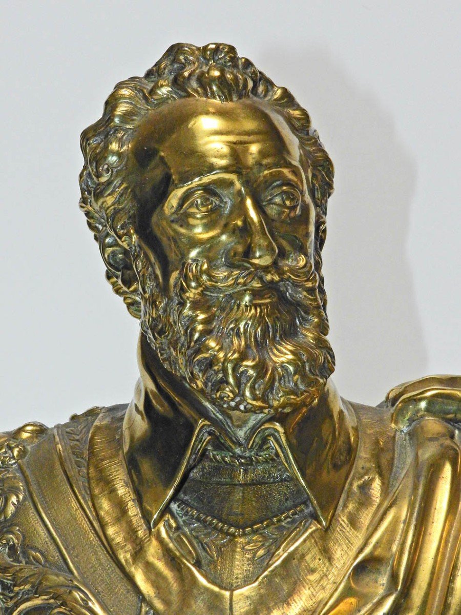 Buste d'Henri IV En Bronze d'Après Barthélémy Tremblay 19 ème-photo-1