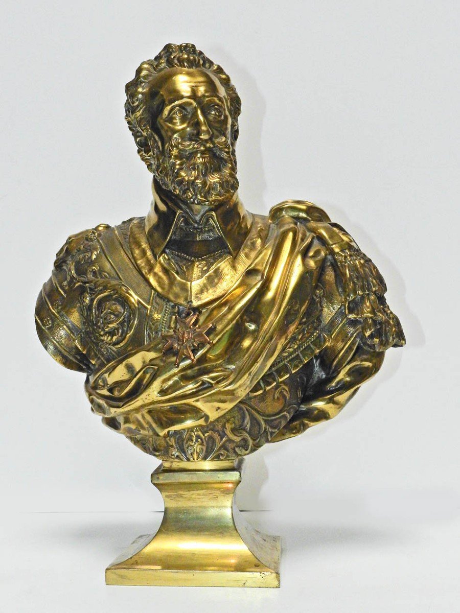 Buste d'Henri IV En Bronze d'Après Barthélémy Tremblay 19 ème