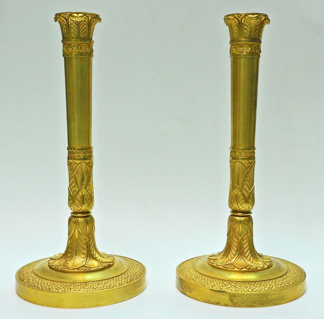 Paire De Flambeaux En Bronze Doré époque 1er Empire attribuée à Pierre Philippe Thomire