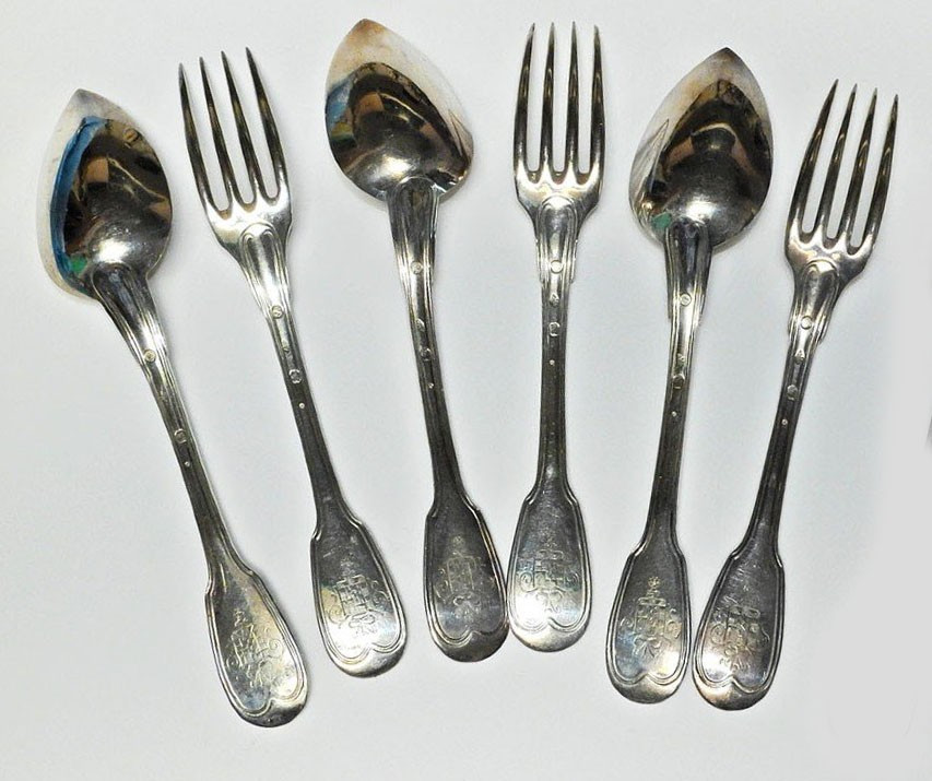 3 Couverts à Entremets Aux Armoiries d'Empire