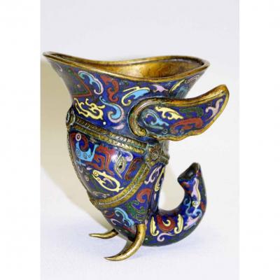 Libatoire Cup Bronze Cloisonné 19th China