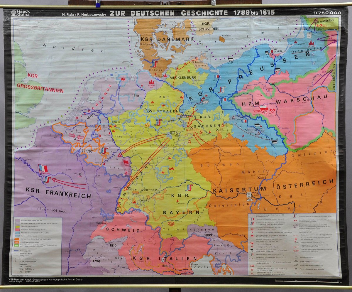 Proantic History Of Germany 17891815 Vintage Wall Map Wall Chart Pos