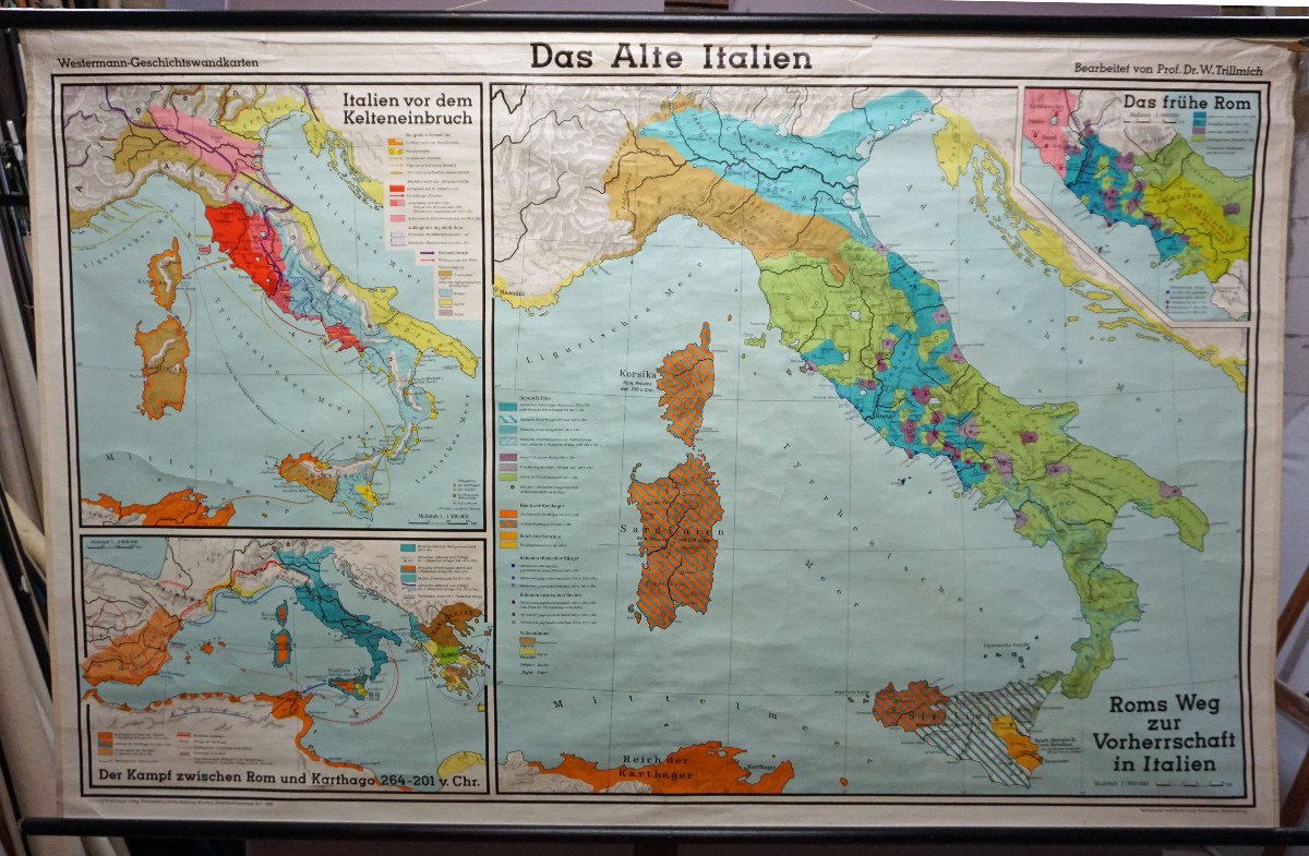 Vintage Wall Map History Of Ancient Italy Cottagecore Wall Chart