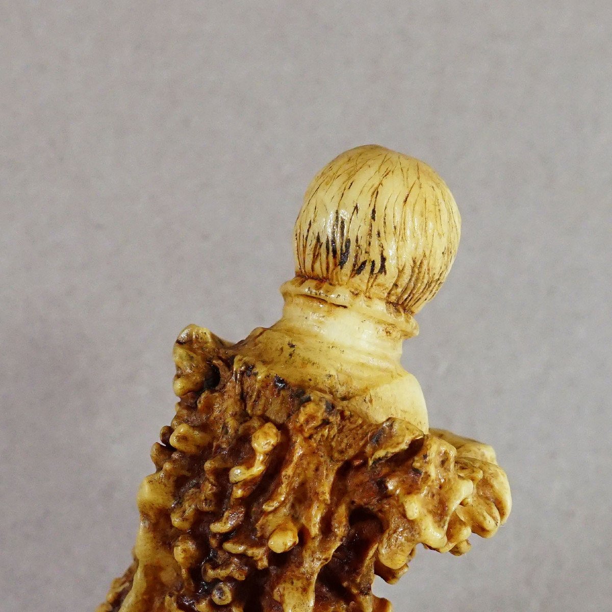 Couverts De Service Rustiques Avec Manches En Corne Sculptée 19e Siècle -photo-6