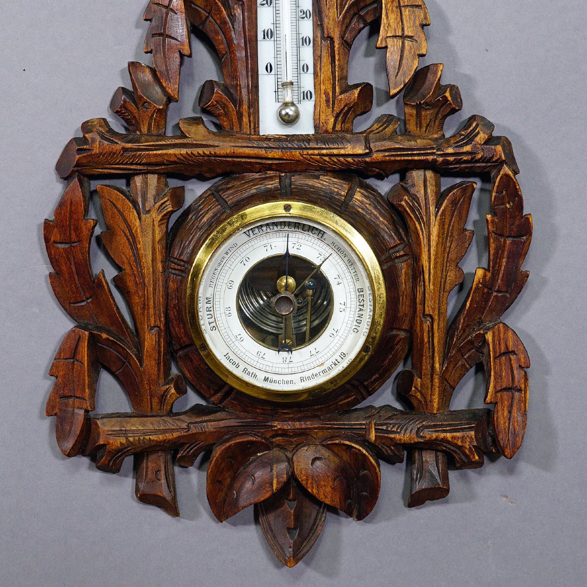 Weather Station In Carved Wood From The Black Forest With Bird-photo-3