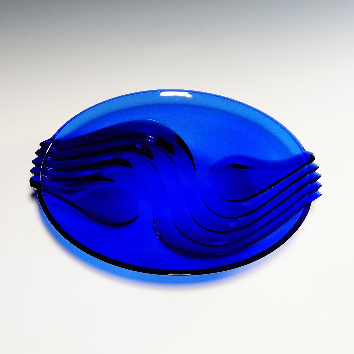 Vintage Cobalt Blue Glass Plate By Arcoroc, France-photo-2