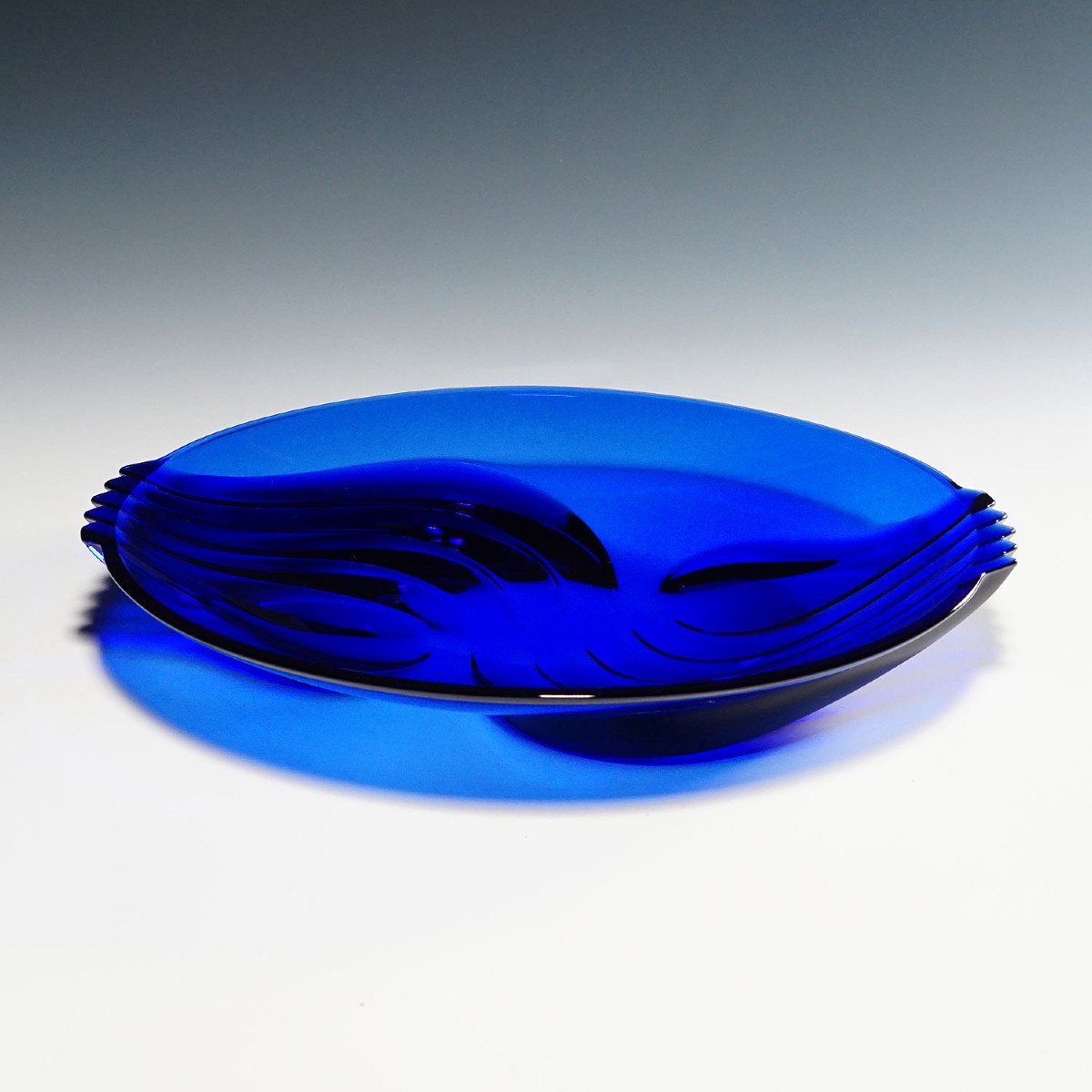 Vintage Cobalt Blue Glass Plate By Arcoroc, France-photo-3