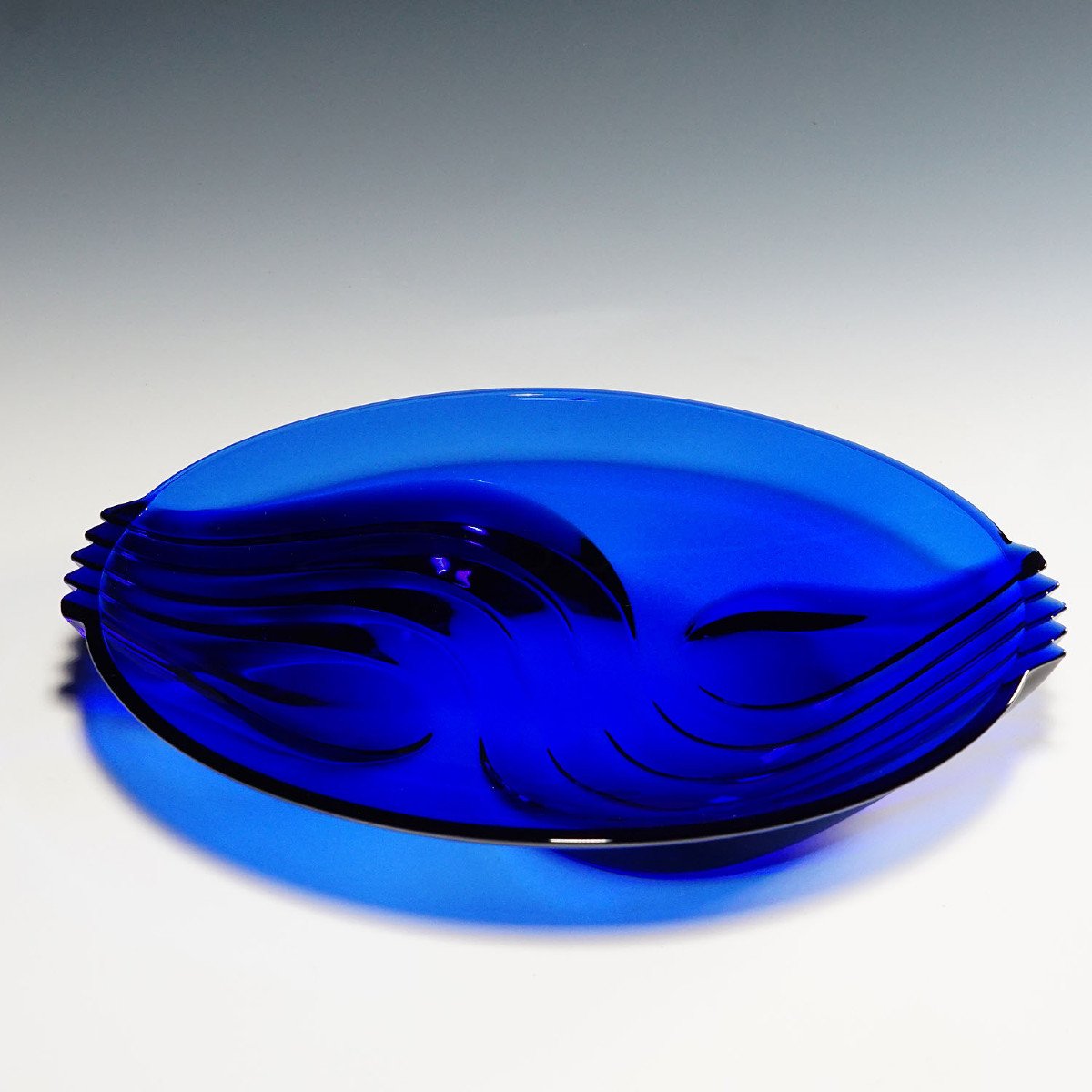 Vintage Cobalt Blue Glass Plate By Arcoroc, France-photo-4