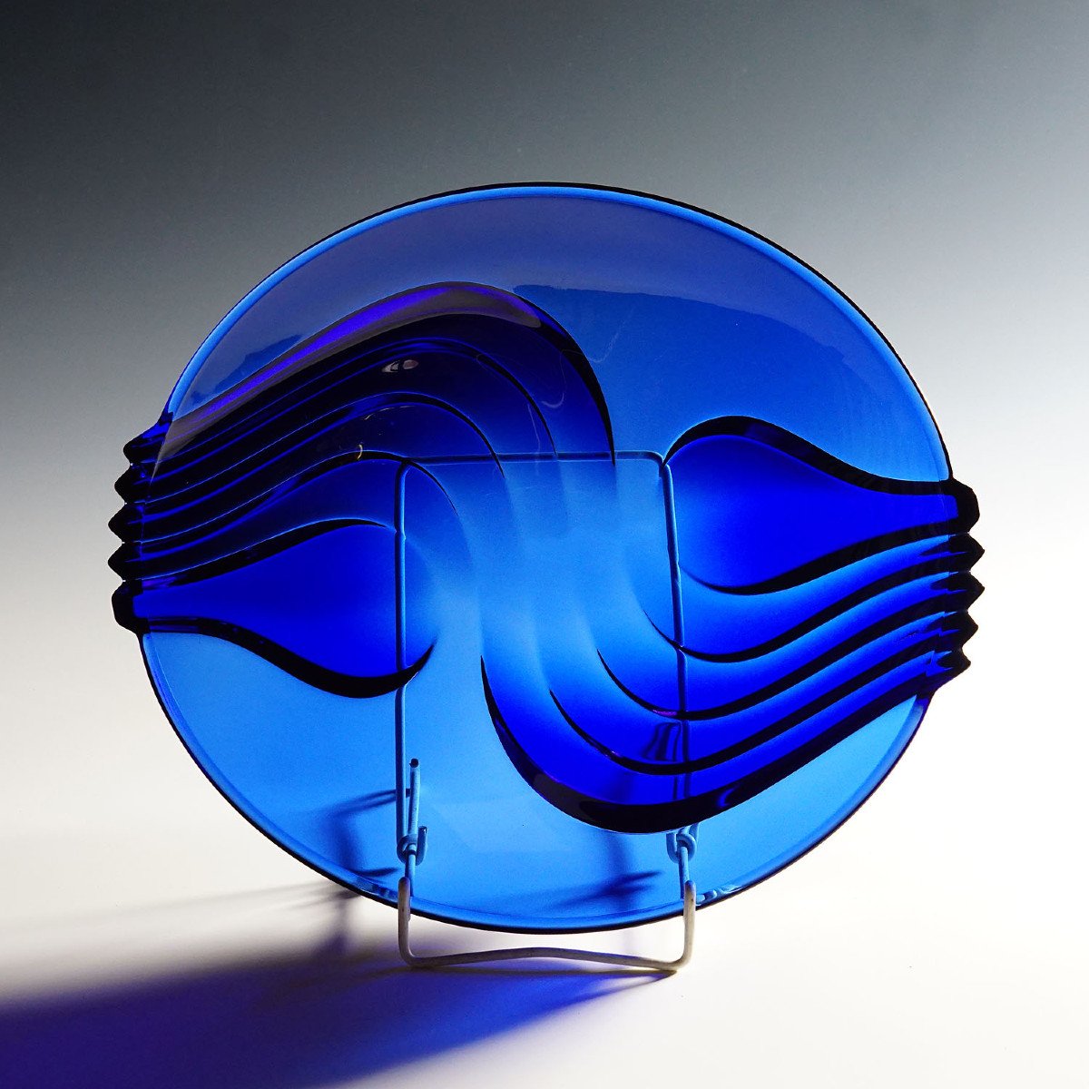 Vintage Cobalt Blue Glass Plate By Arcoroc, France