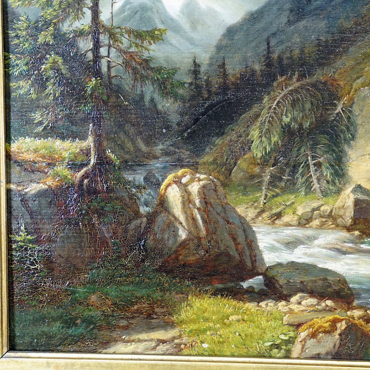 Carl Euler - Bear Hunting In The Zillerthaler Alps, Oil Painting 1889-photo-3