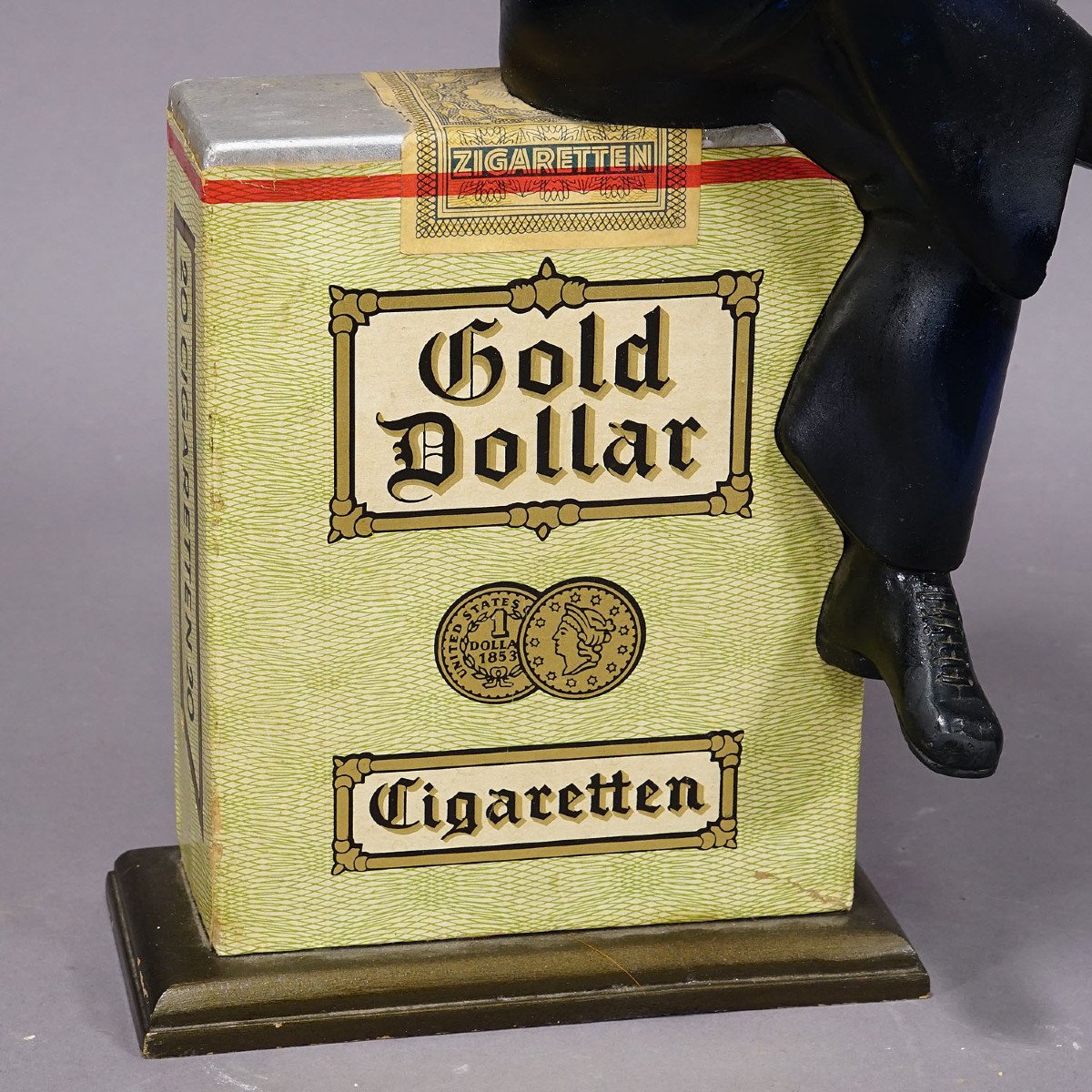 Sculpture Publicitaire Vintage De Cigarettes En Dollars d'Or 1950-photo-2