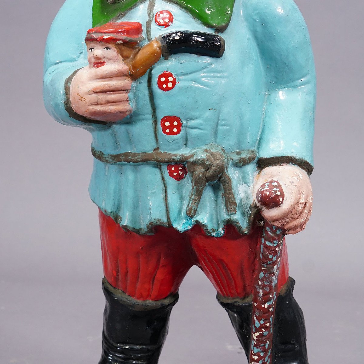 Large Terracotta Garden Gnome With A Pipe, Germany Circa 1920-photo-2