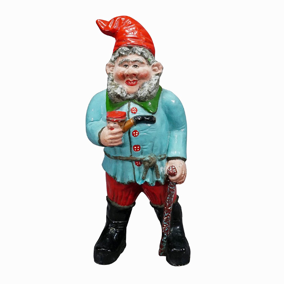 Large Terracotta Garden Gnome With A Pipe, Germany Circa 1920