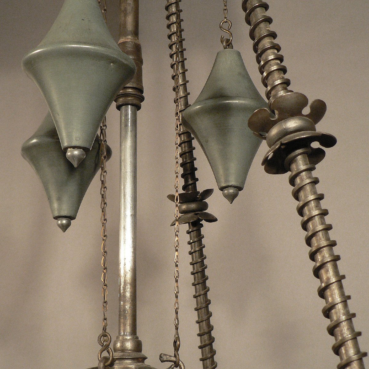 Antique Hand Forged Iron Candle Chandelier From A German Castle-photo-2