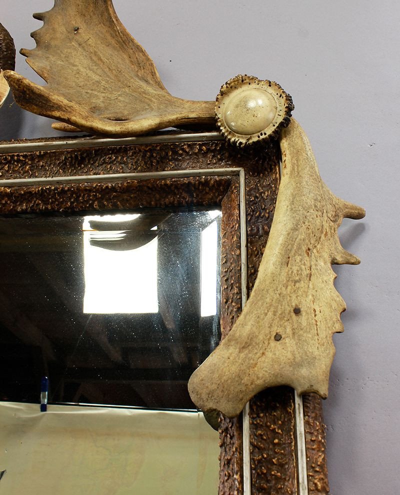 Antique Antler Mirror With Console Table, Austria, Ca. 1860 -photo-6