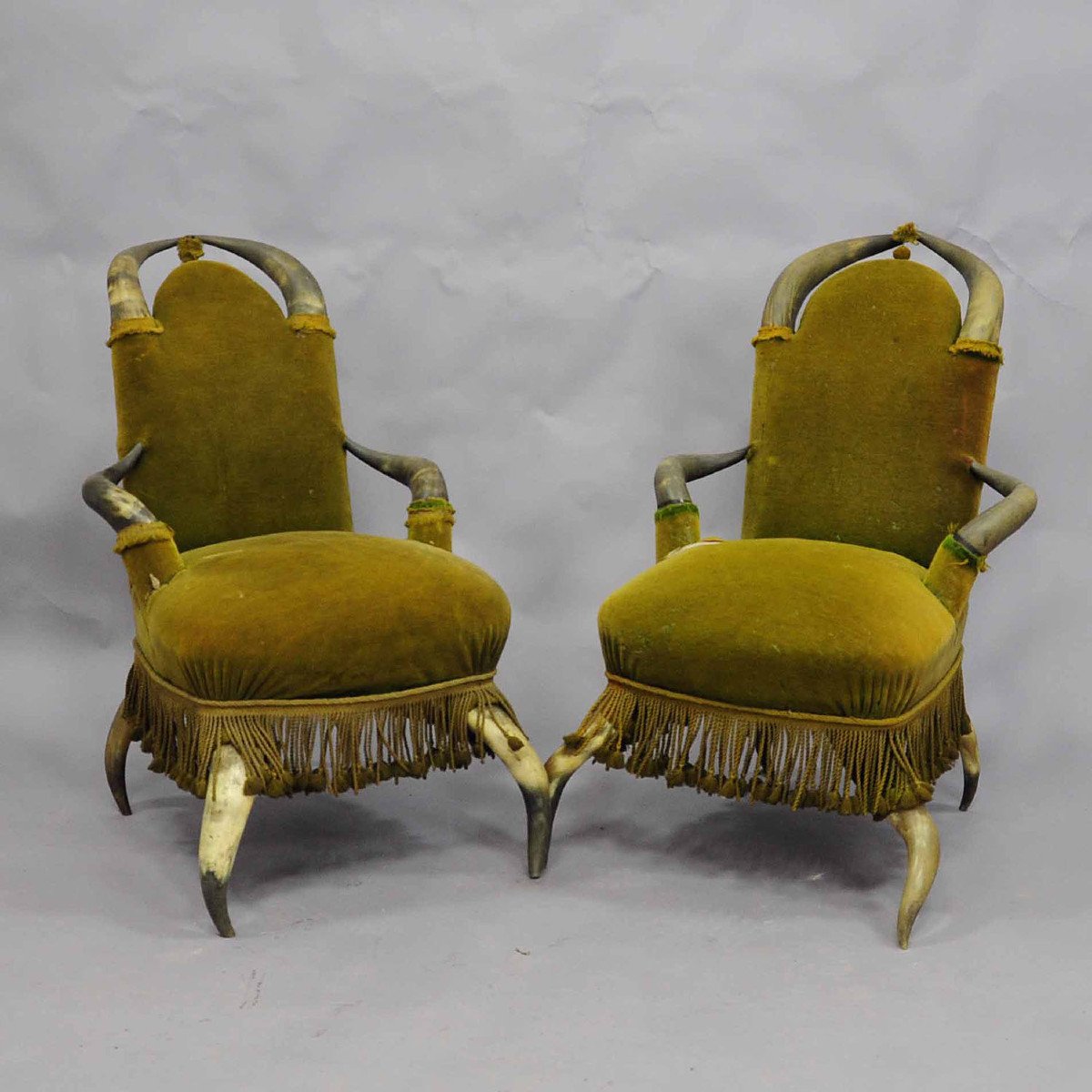 Four Antique Bull Horn Chairs Ca. 1870-photo-2