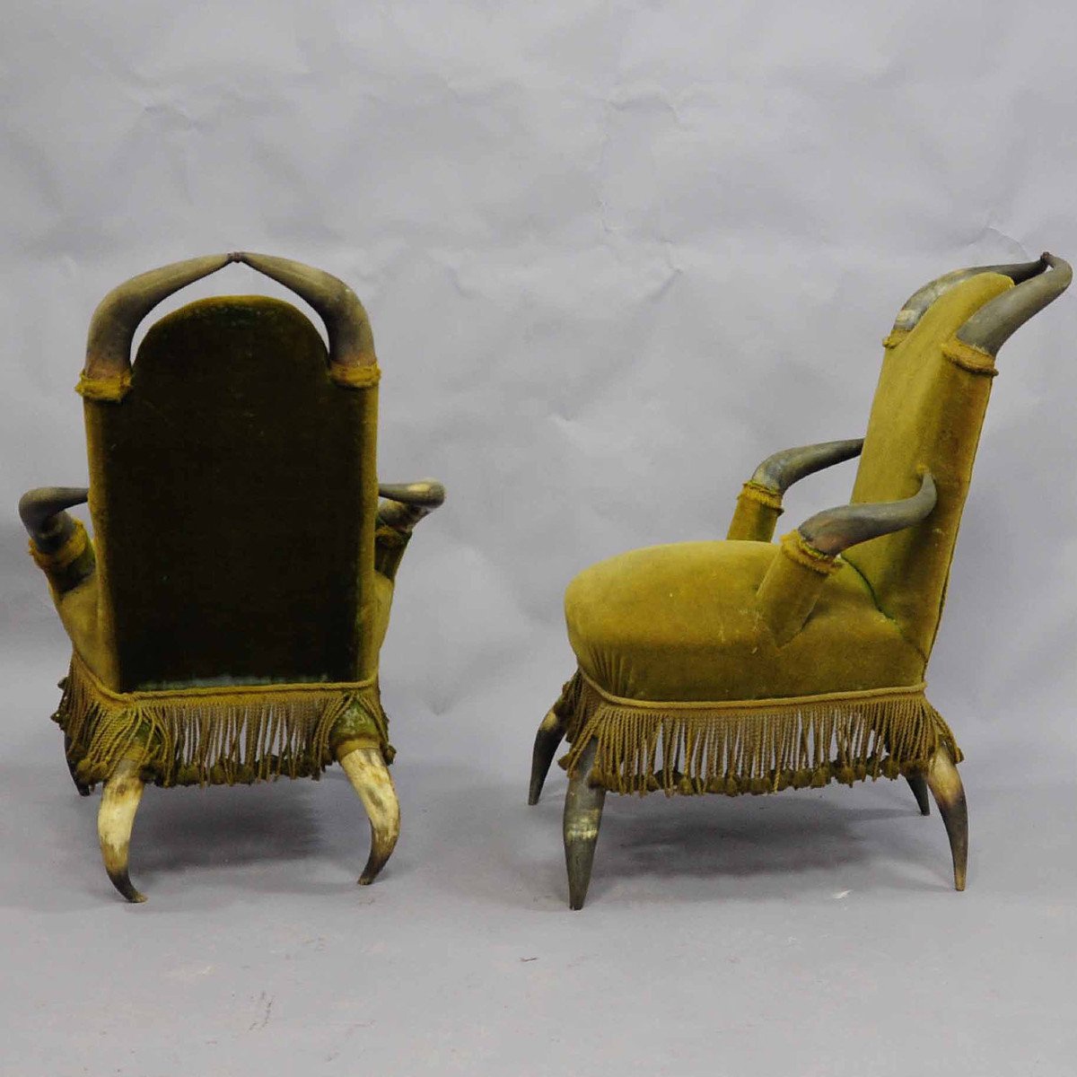 Four Antique Bull Horn Chairs Ca. 1870-photo-3