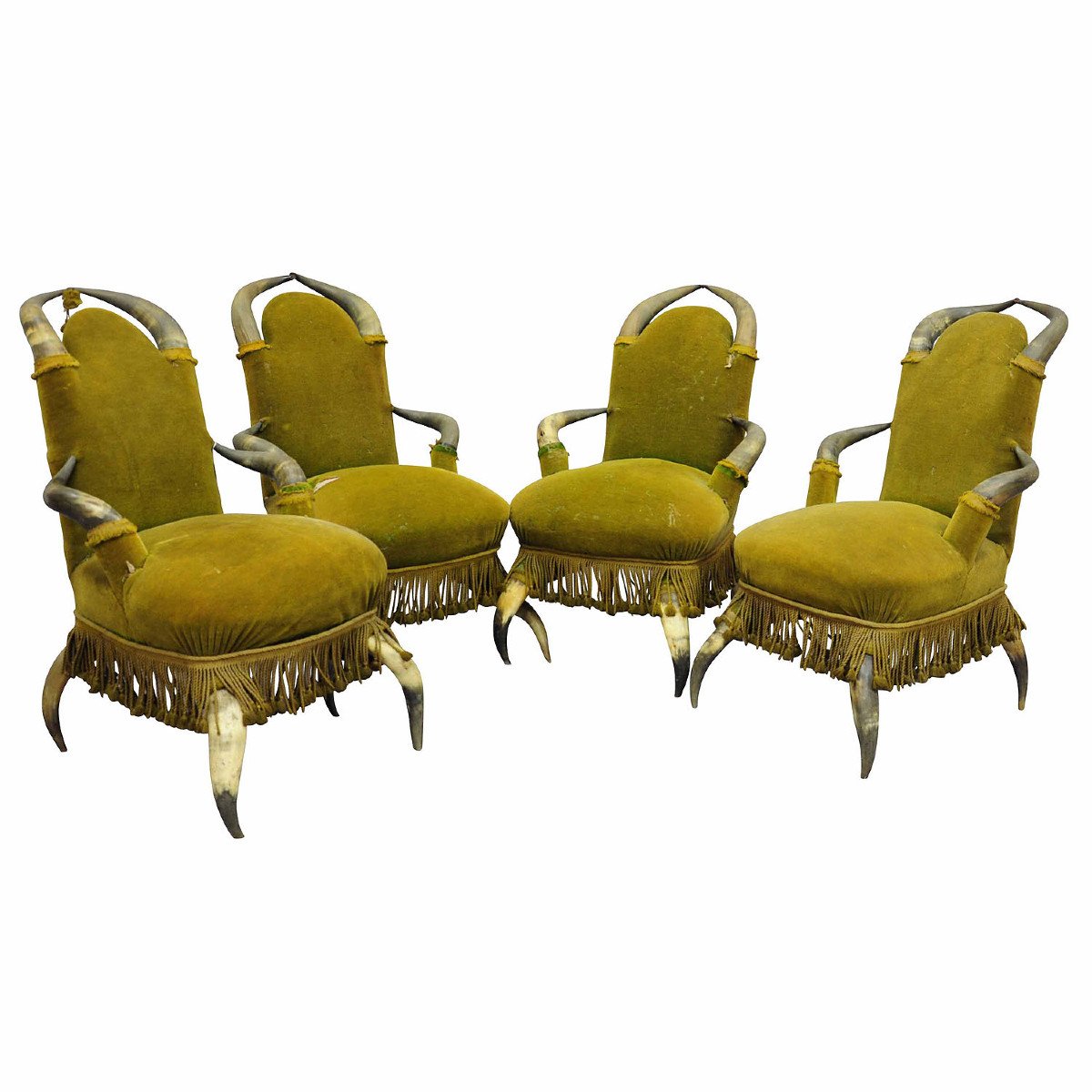 Four Antique Bull Horn Chairs Ca. 1870