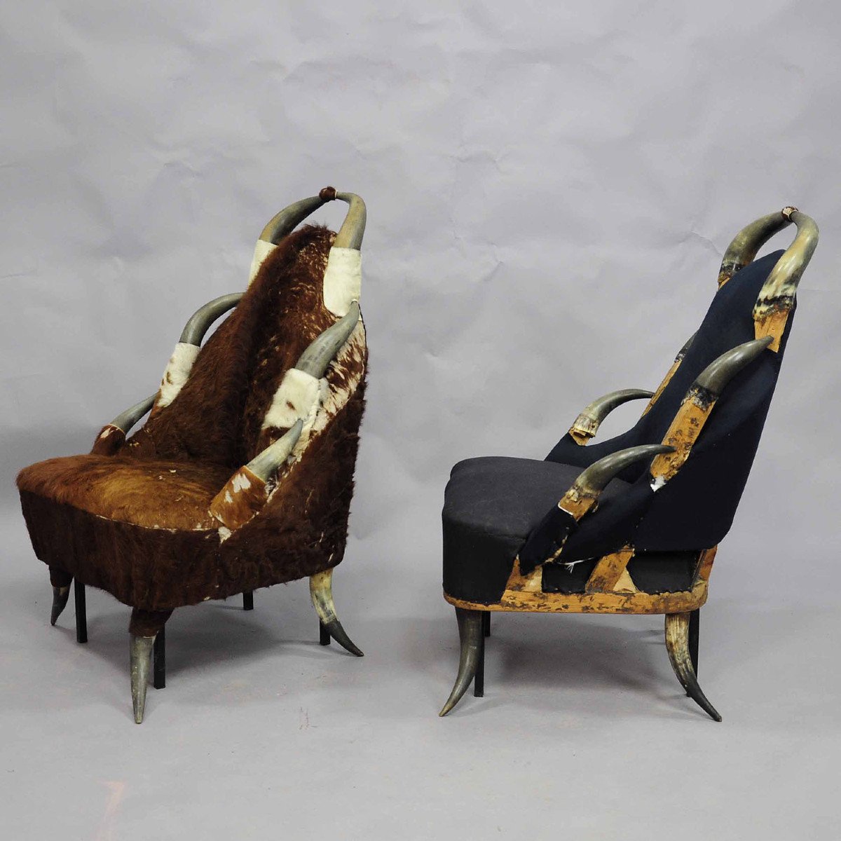 A Pair Of Large Antique Horn Chairs, Austria Circa 1870-photo-3