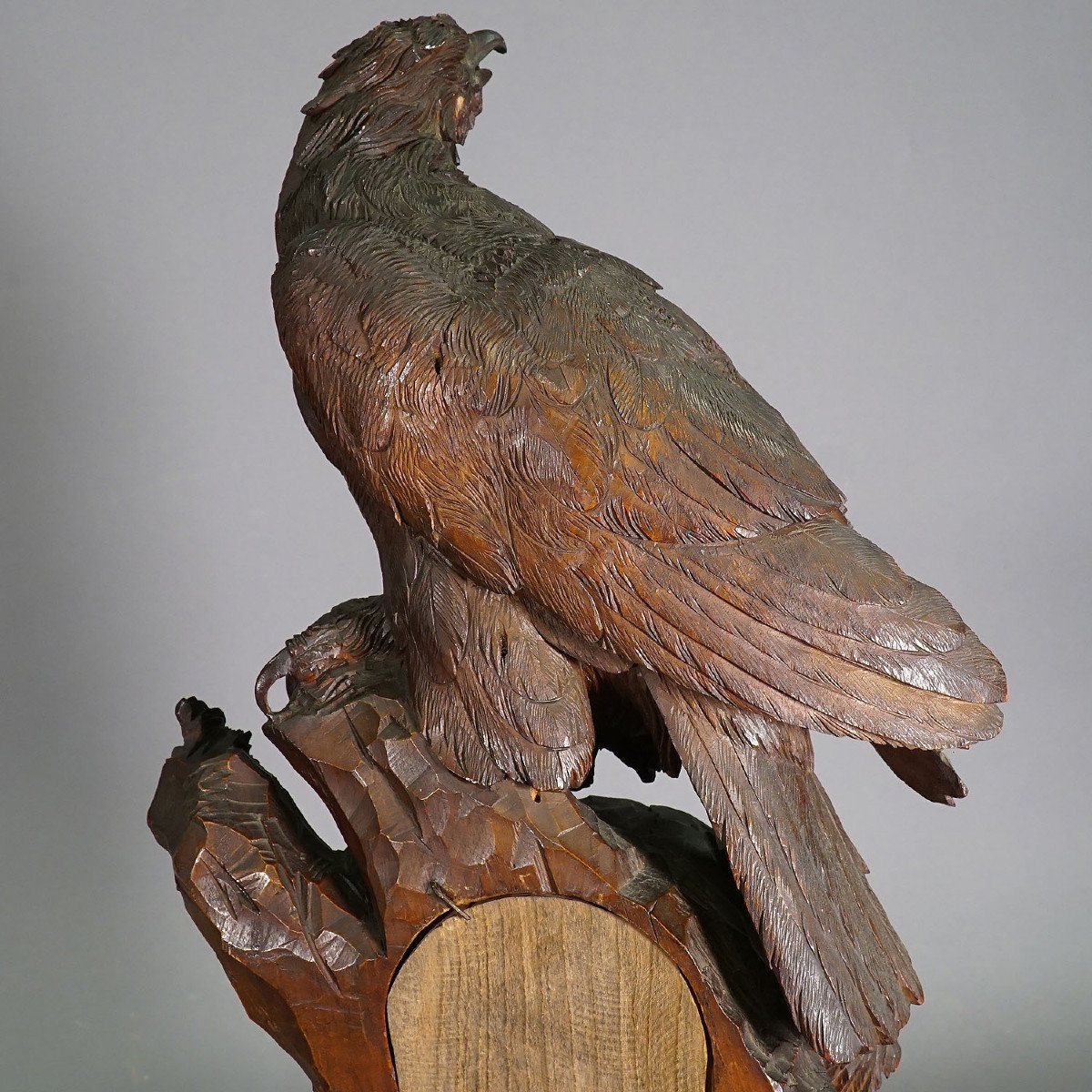 Ancienne Horloge De Cheminée En Bois Avec Aigle, Suisse 1900-photo-8