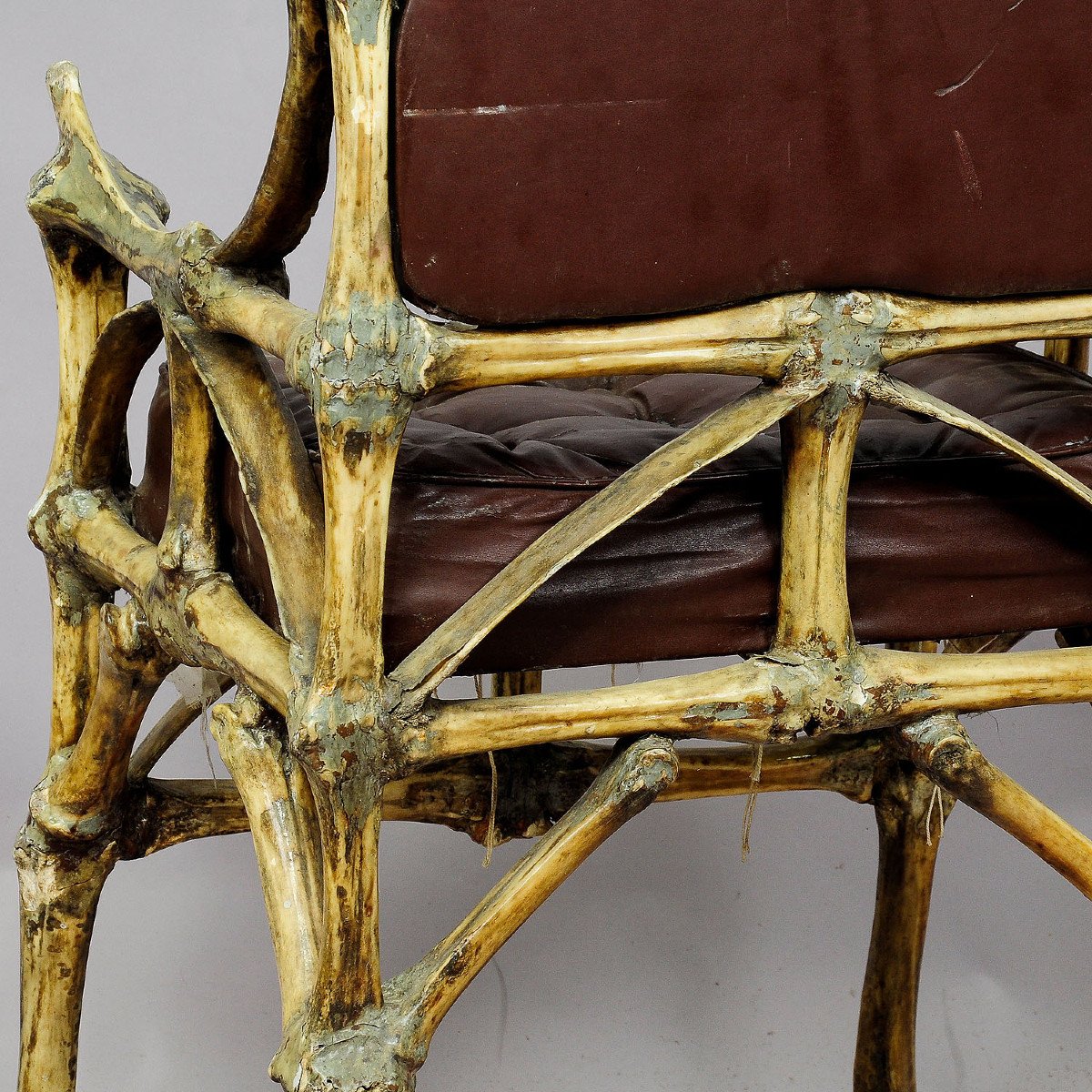 Large Wacky Bull Bone Throne Chair Ca. 1930-photo-4