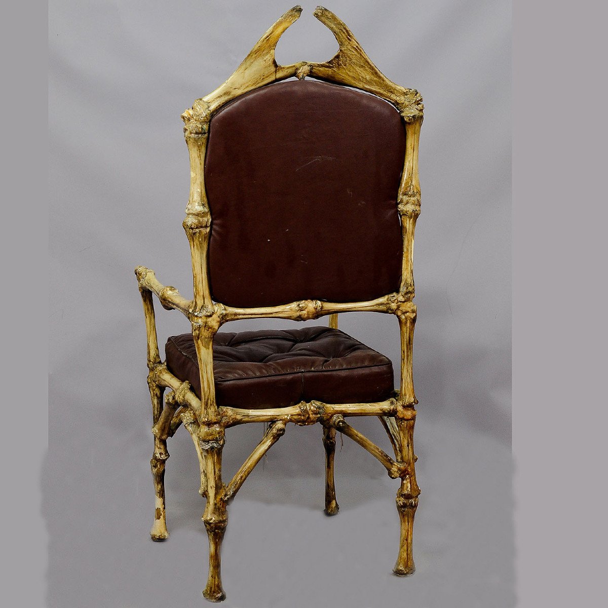 Grand Fauteuil Trône Vintage En Os De Vache, Allemagne Ca. 1930-photo-3